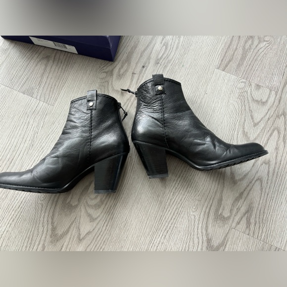 Stuart Weitzman ankle cowboy boots , black leather . Slightly worn . - Picture 3 of 5